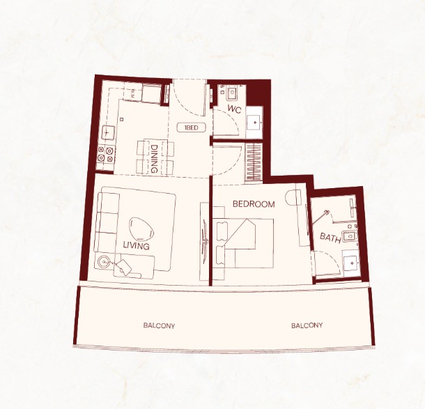 1 Bedroom floor plan