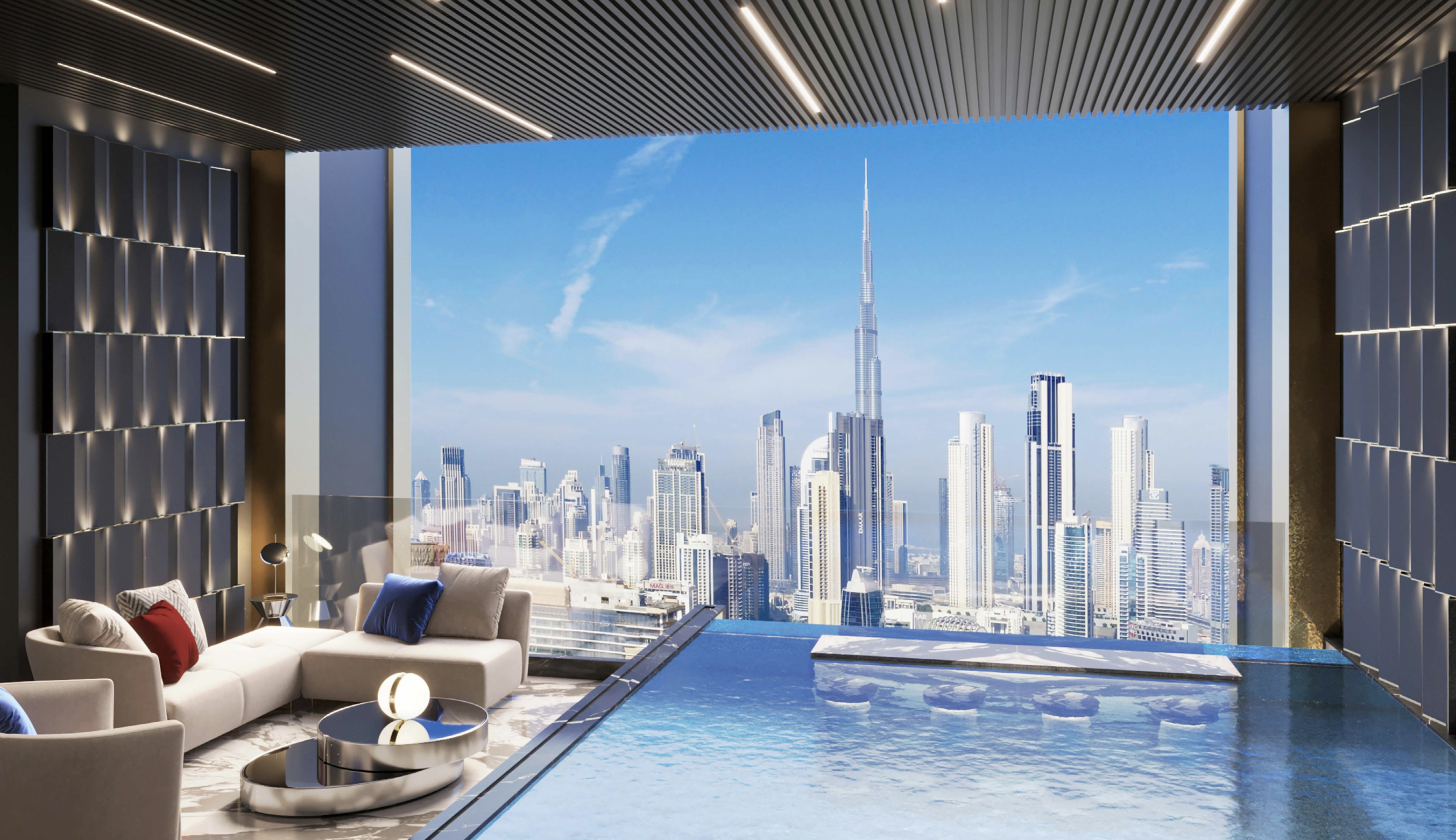 Private infinity pool overlooking Burj Khalifa