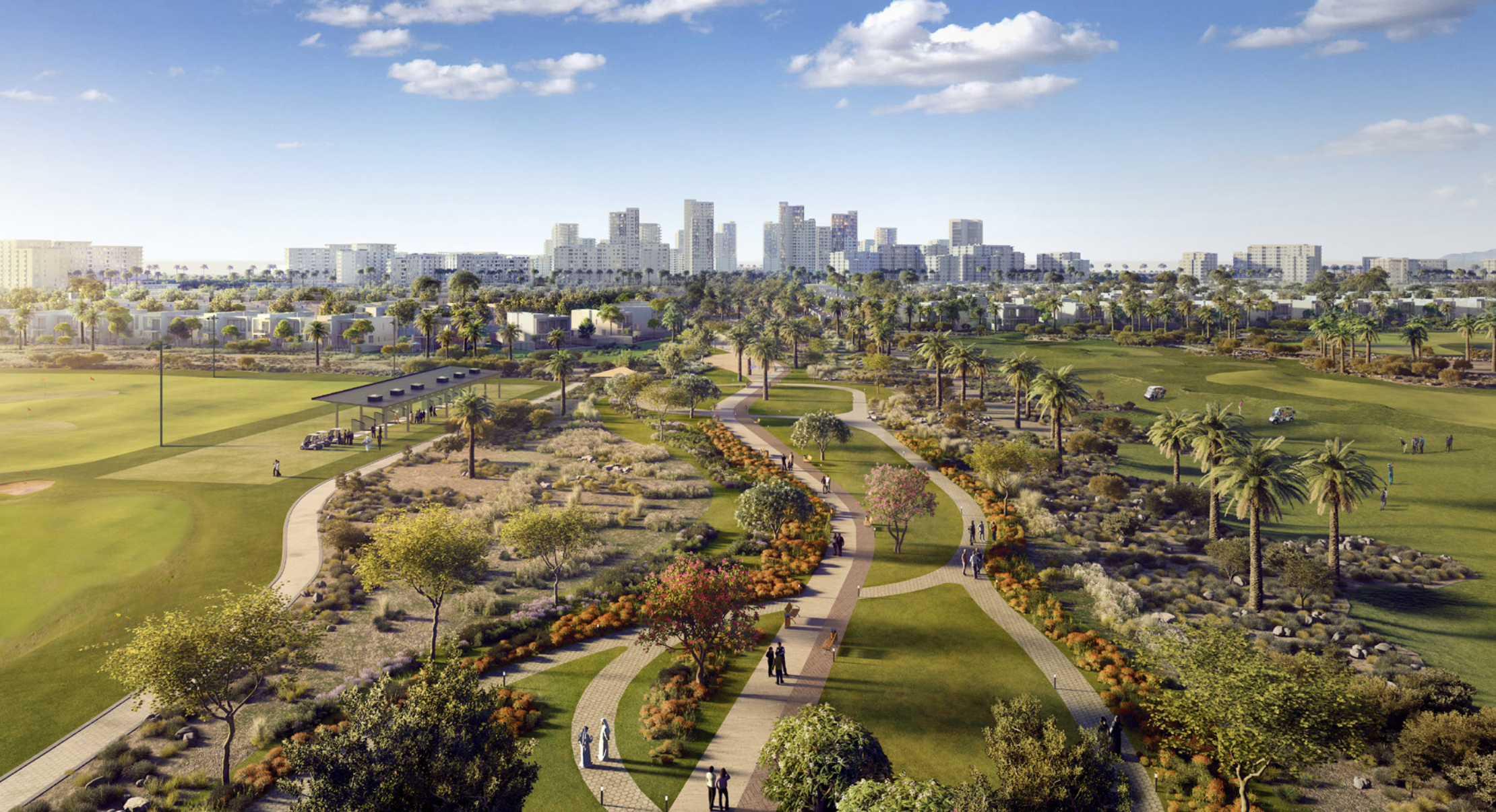 Aerial view of Golf Vale in Emaar South master community