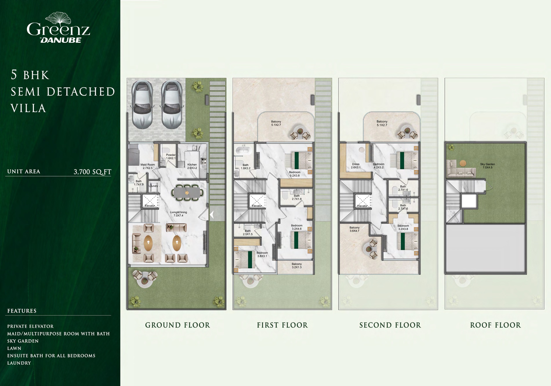5 BHK Semi-Detached Villa floor plan