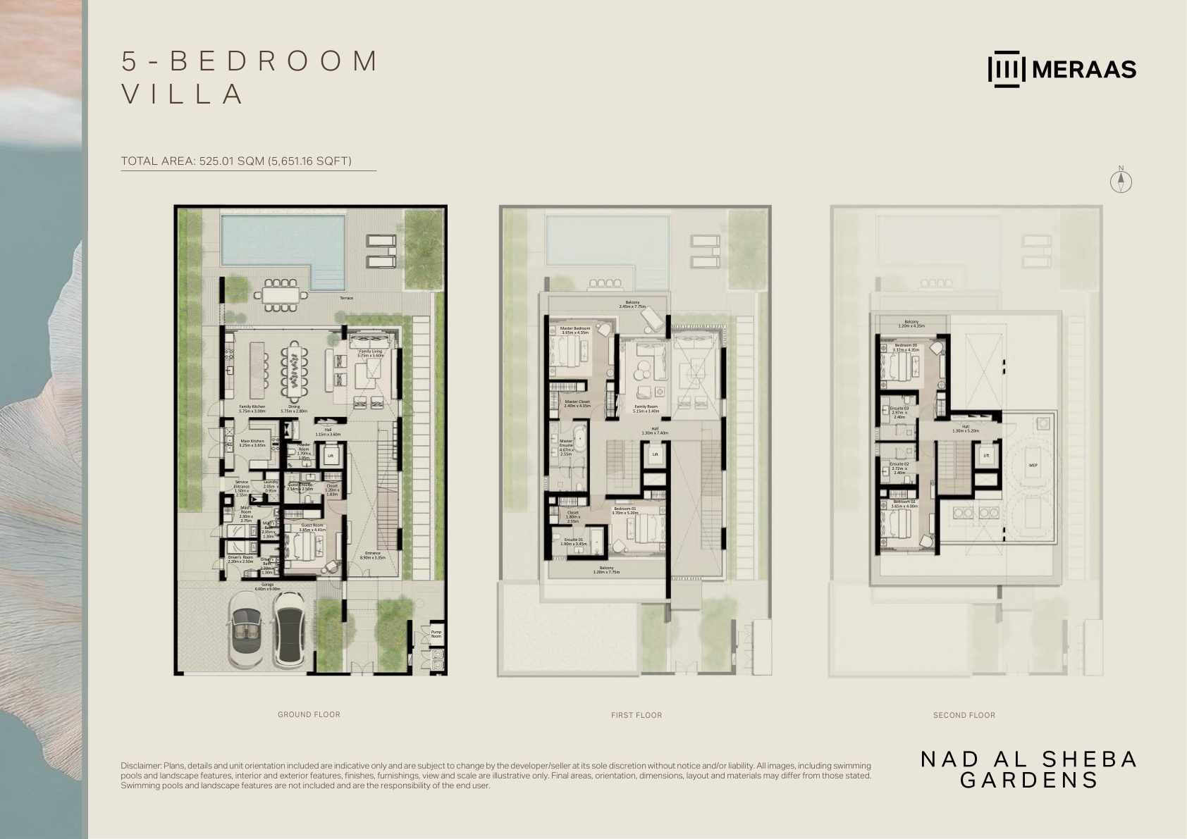 5 Bedroom Villa floor plan — Nad Al Sheba Gardens Phase 9