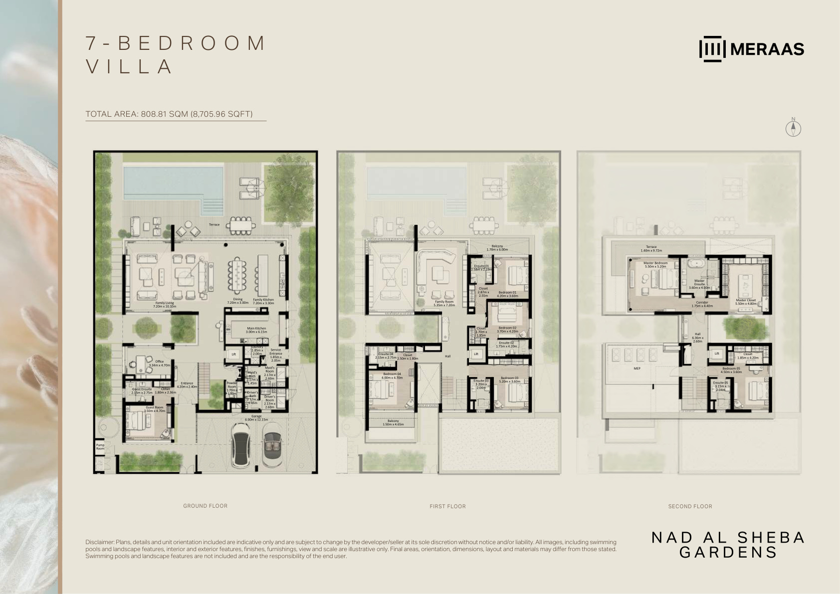 7 Bedroom Villa floor plan — Nad Al Sheba Gardens Phase 9