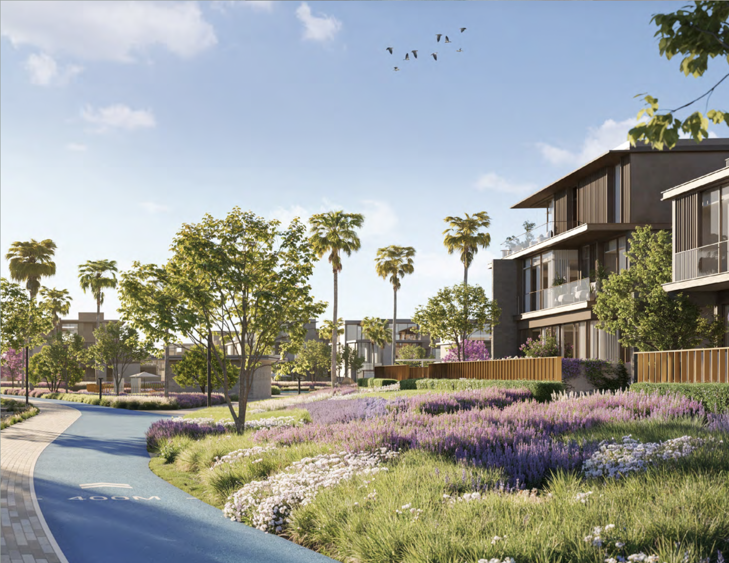 Nad Al Sheba Gardens running track and villas