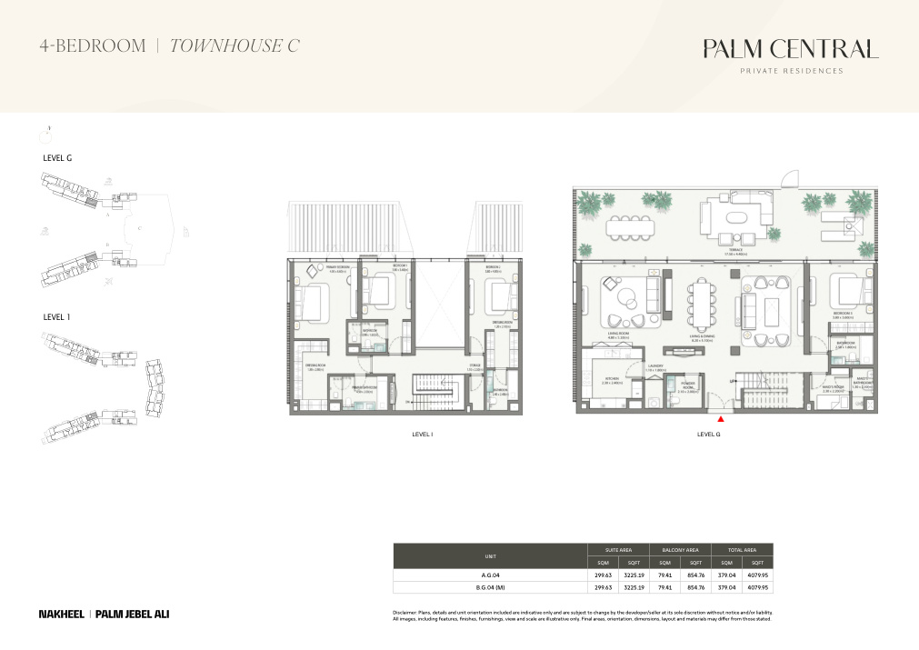 4-Bedroom Townhouse floor plan — Palm Central Private Residences