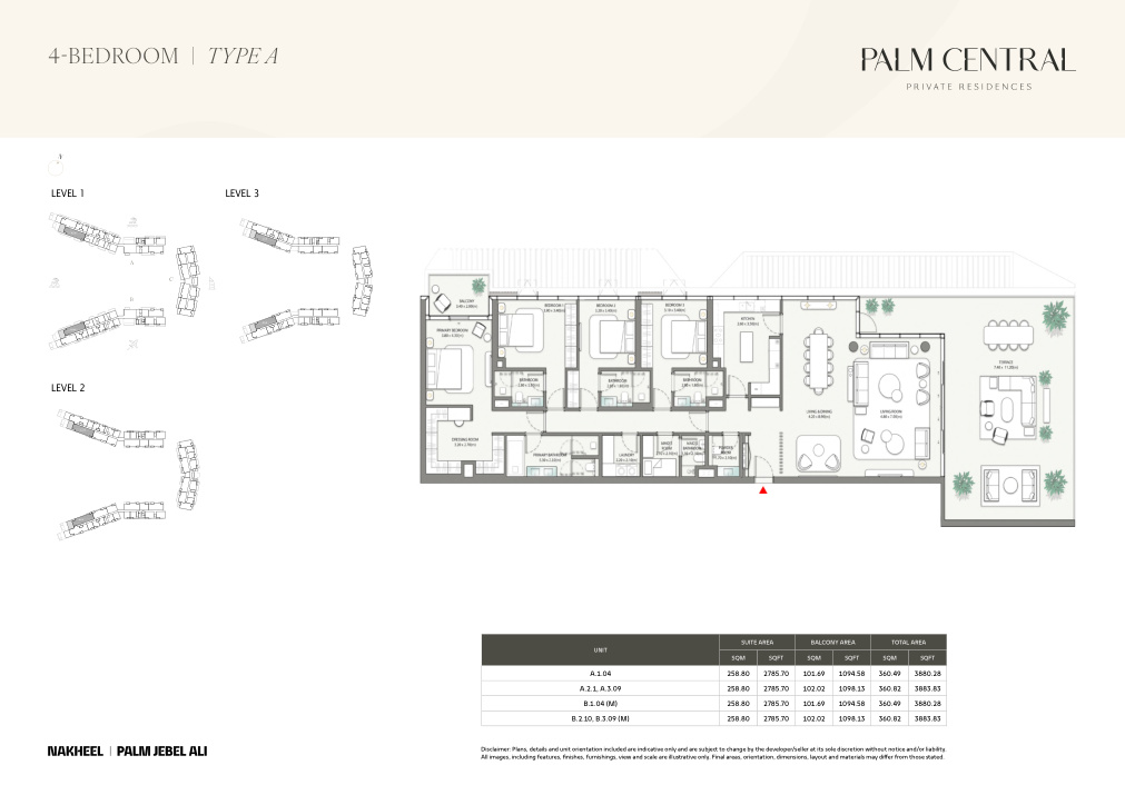 4-Bedroom floor plan — Palm Central Private Residences