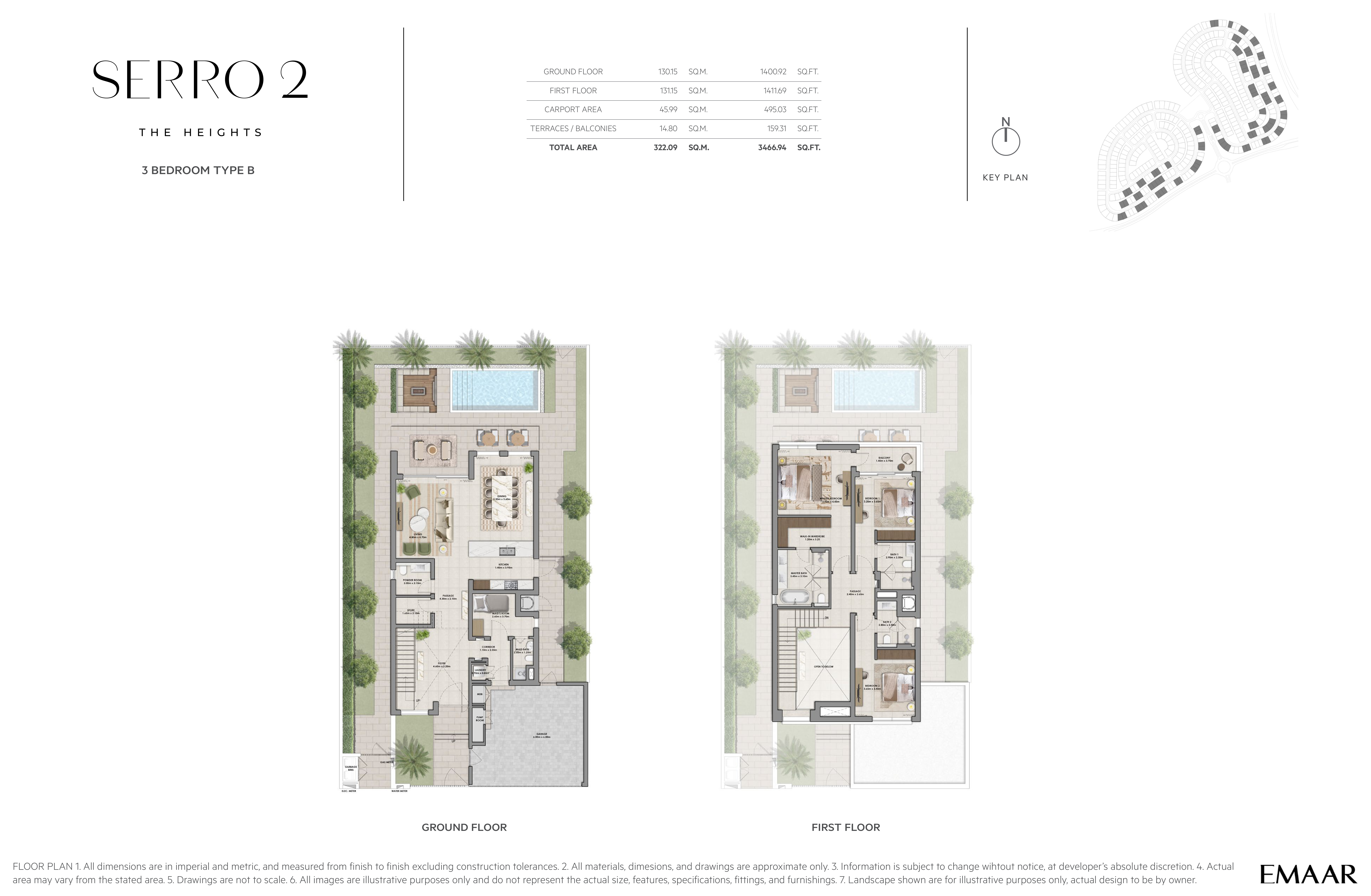 3 Bedroom Type B Villa floor plan — Serro 2